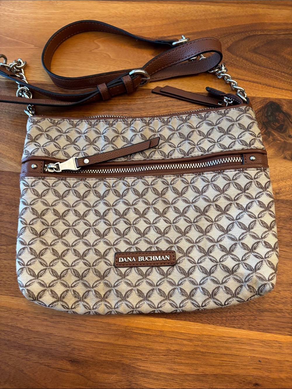 Dana Buchman Brown Beige Medium Crossbody Shoulder Purse